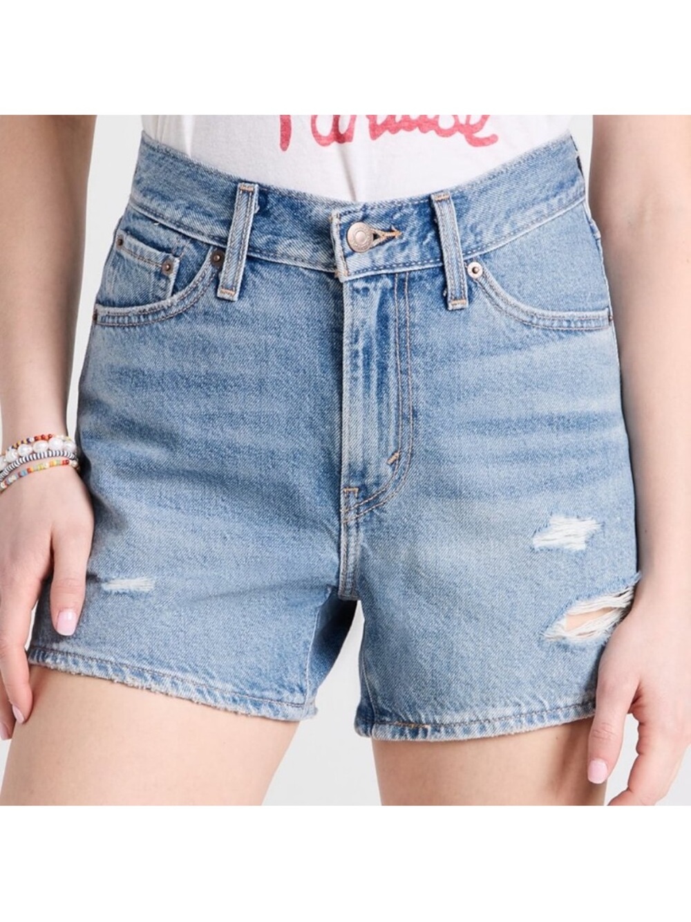 NWT Levi's 80’s Mom Shorts Light Blue Distressed High-Rise Denim